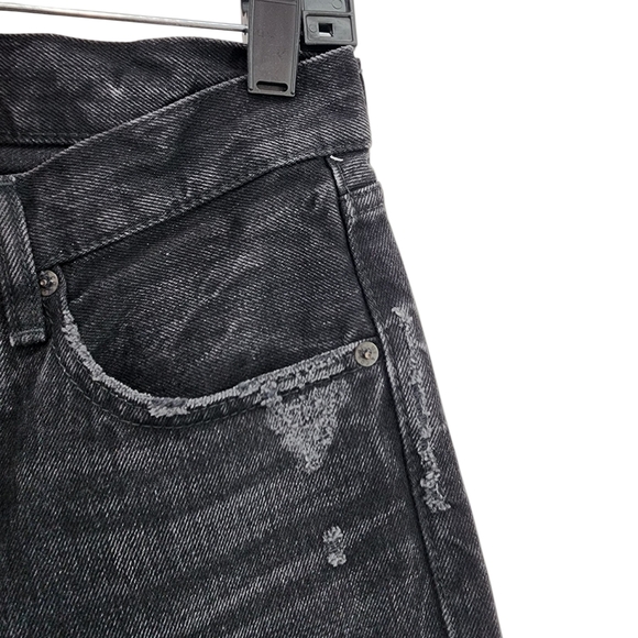 Moussy Vintage Women's Black Chewed Raw Hems Distressed Denim Jeans - Picture 5 of 10